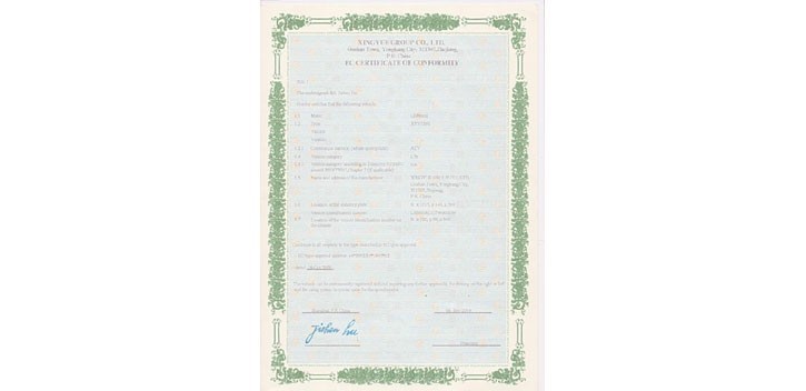 COC EEC certificat homologation M  DUBOIS