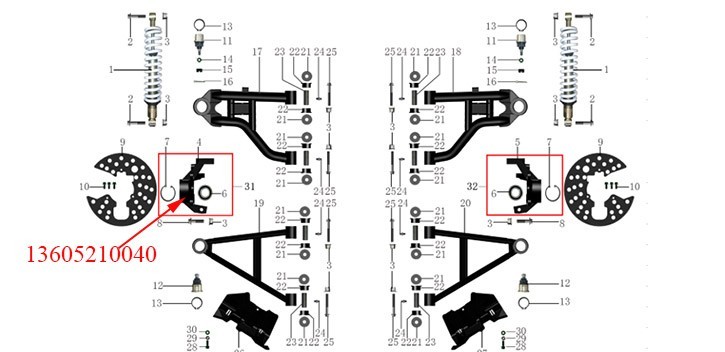 Steering Knuckle,  LH Odes 800cc